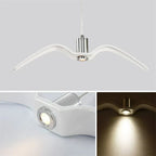 Hanglamp van hars met vogelsilhouet en warm of wit licht