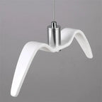Hanglamp van hars met vogelsilhouet en warm of wit licht