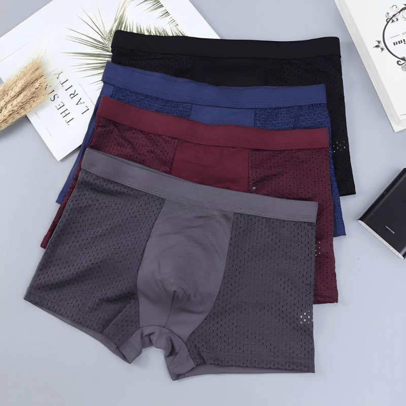 AzuriWeave Bamboo Boxer Shorts For Men, 4-Pack, Sizes M To 2XL
