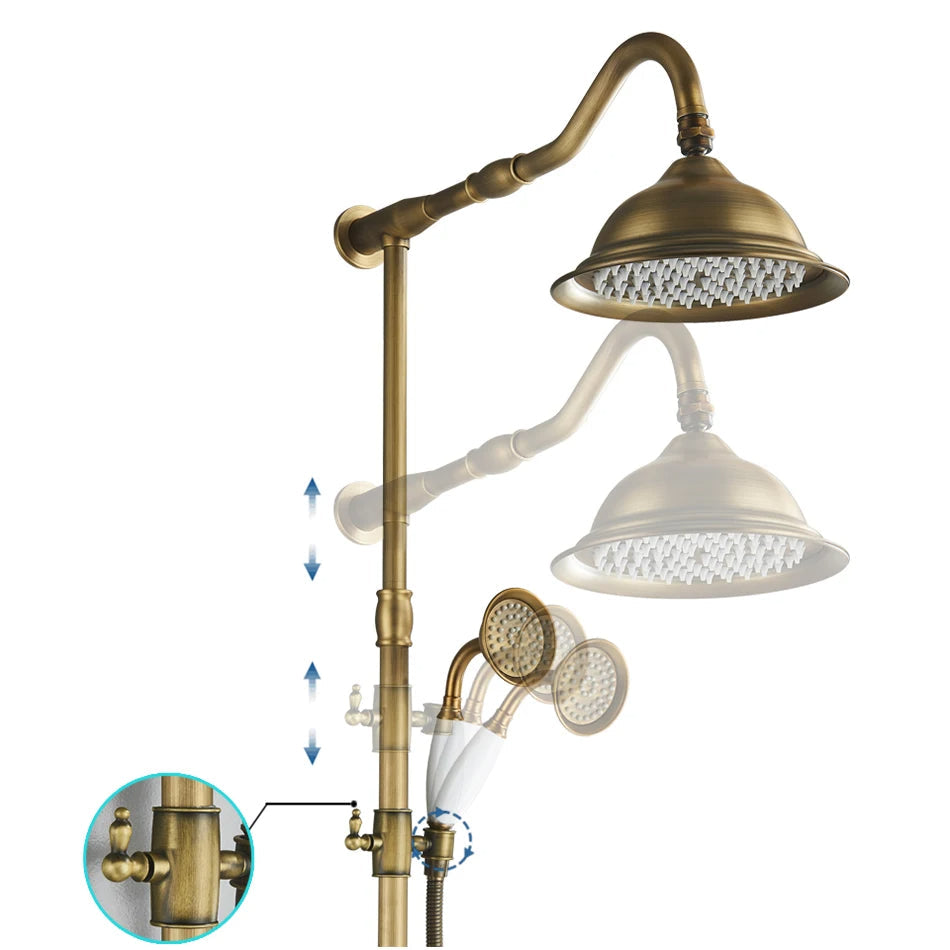 Marlen In-Wall Shower System, Antique Brass Finish, Thermostatic Valve