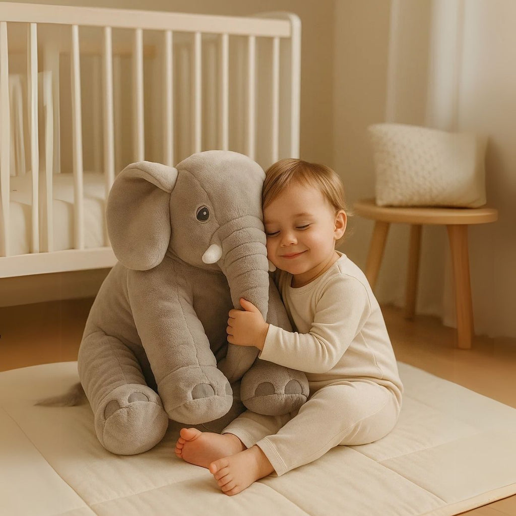 SnugPhant knuffelolifant als knuffelkussen voor baby’s en peuters