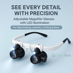 ClariVue-LED-Vergrößerungsbrille mit 8-facher bis 23-facher Vergrößerung und Helligkeitsregelung