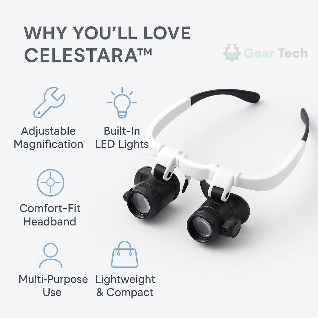 ClariVue-LED-Vergrößerungsbrille mit 8-facher bis 23-facher Vergrößerung und Helligkeitsregelung