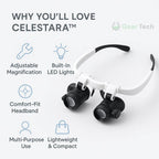 ClariVue-LED-Vergrößerungsbrille mit 8-facher bis 23-facher Vergrößerung und Helligkeitsregelung