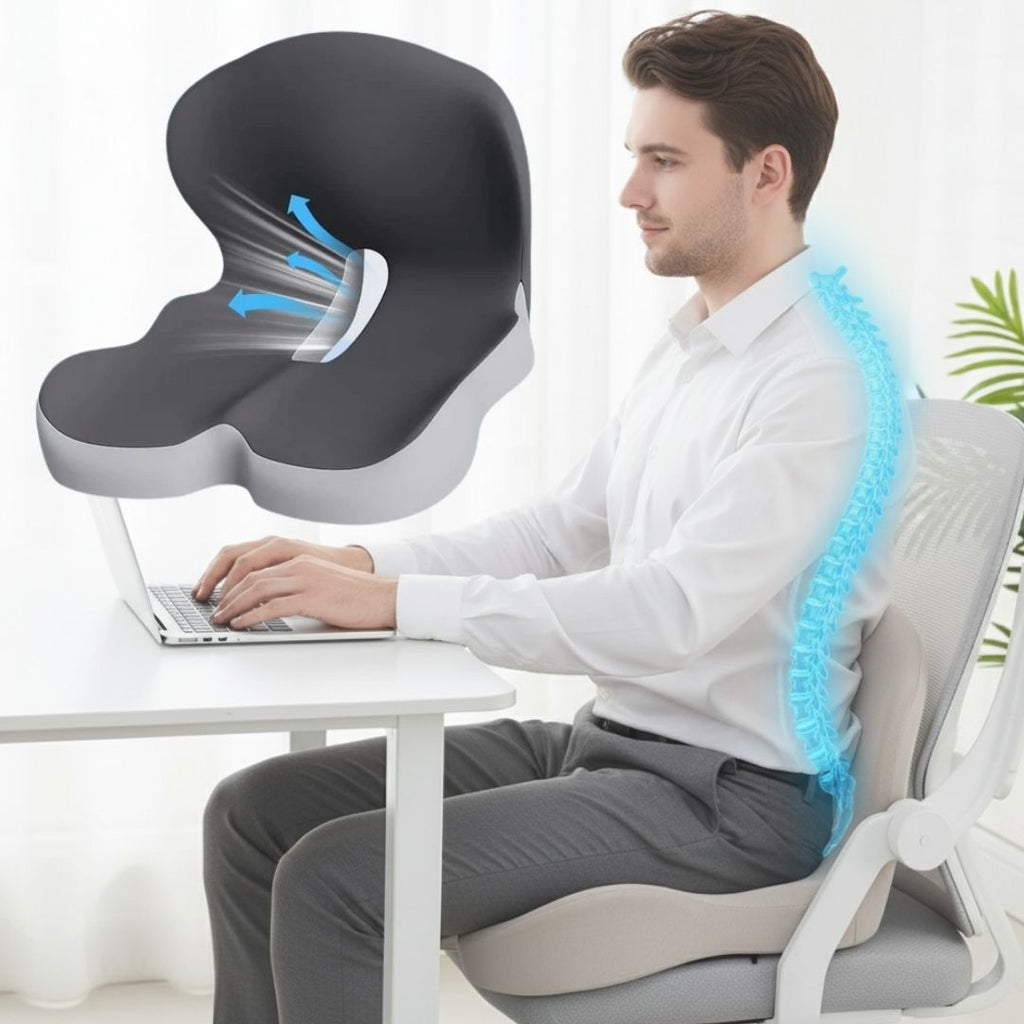 Cuscino per seduta in memory foam Alvara con supporto lombare per la schiena