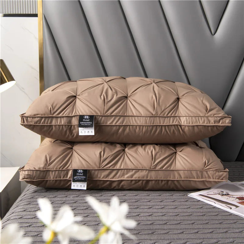 Goose Down Neck Support Pillow for Side, Back and Stomach Sleepers, LumaCloud