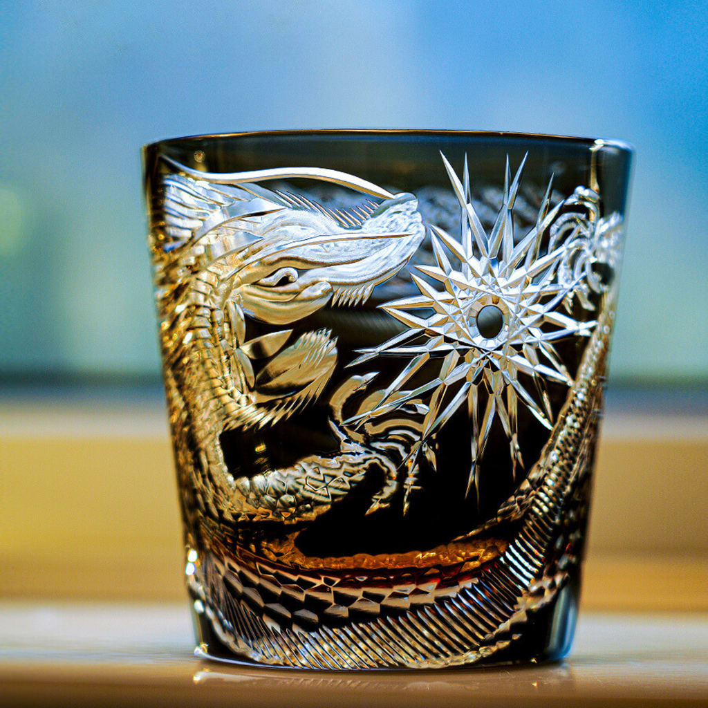 Takumi Soaring Dragon Crystal Whisky Glass, Wooden Box