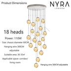 LuminaOrb Staircase Chandelier With Glass Orb Cluster, Warm LED Glow