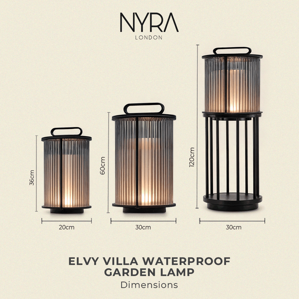Marinell Ribbed-Glass Outdoor Lantern, Solar Or Electric, Waterproof