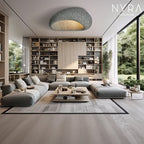 Wabi-Sabi Ceiling Light With Fabric Shade And Nickel Finish