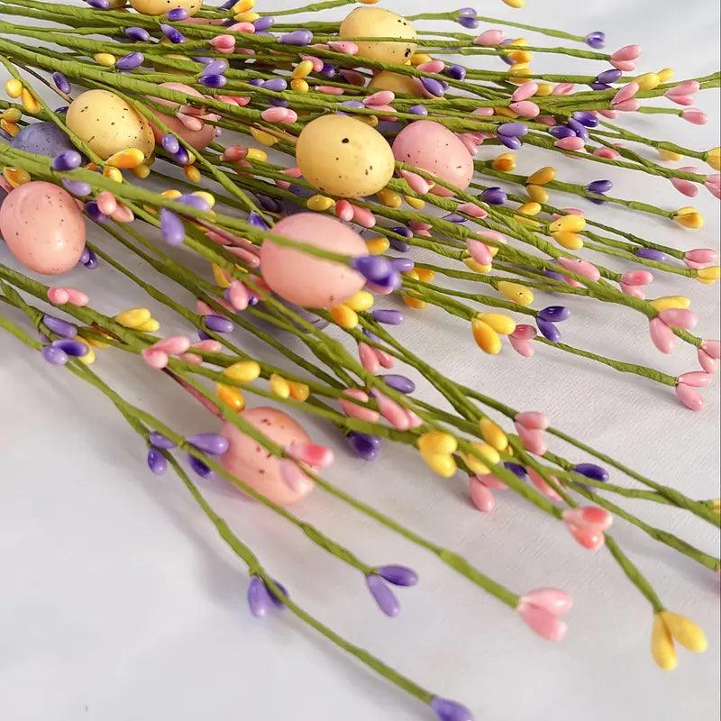 Tiges de bouquet d’œufs de Pâques colorés pour décoration printanière - Fioriscas