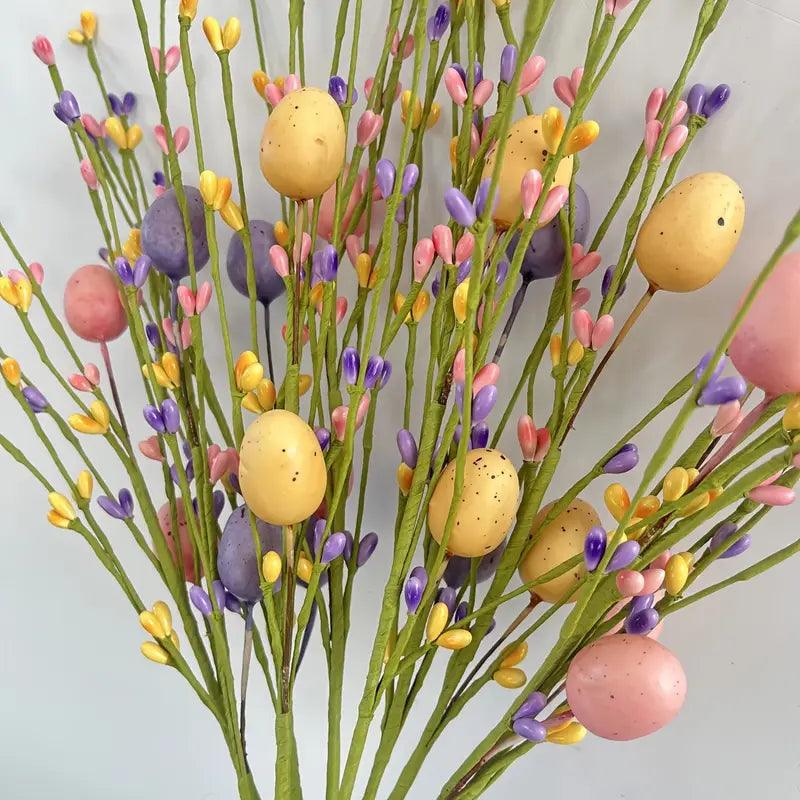Tiges de bouquet d’œufs de Pâques colorés pour décoration printanière - Fioriscas