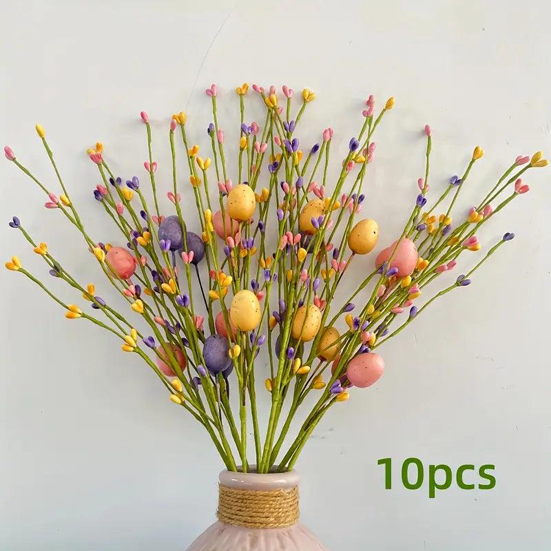 Tiges de bouquet d’œufs de Pâques colorés pour décoration printanière - Fioriscas