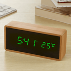 Minimalistyczny budzik bambusowy LED z wyświetlaczem temperatury - Fioriscas