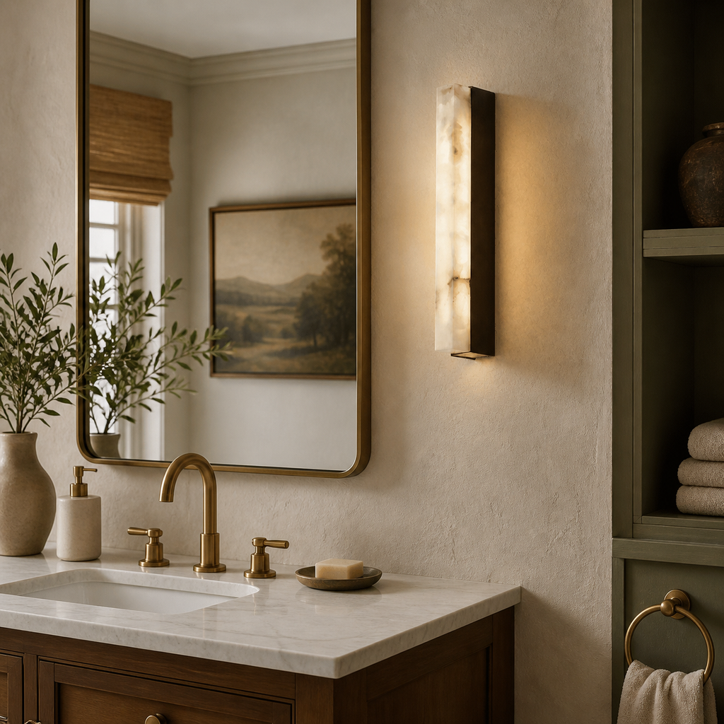 NovaLume Alabaster Wall Sconce With Marble Finish Edition