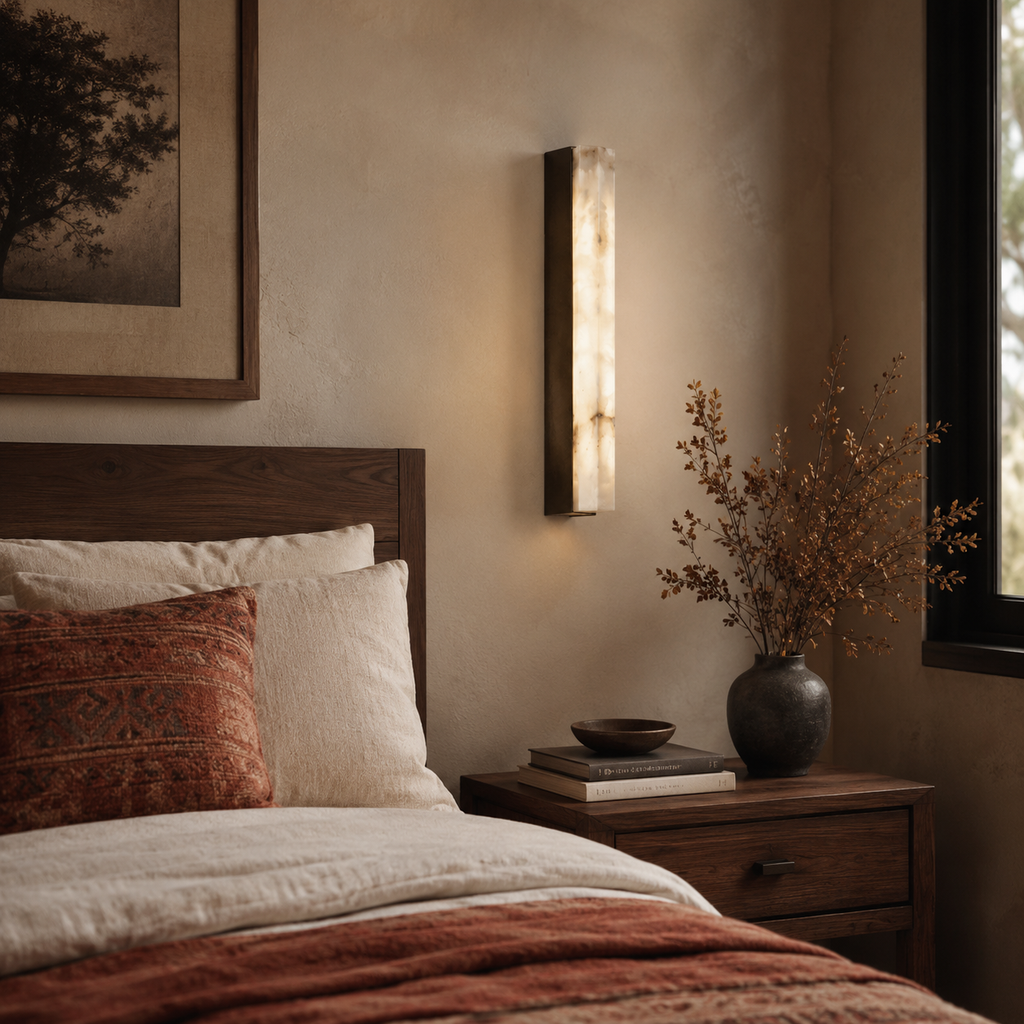 NovaLume Alabaster Wall Sconce With Marble Finish Edition
