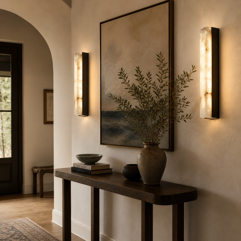 NovaLume Alabaster Wall Sconce With Marble Finish Edition