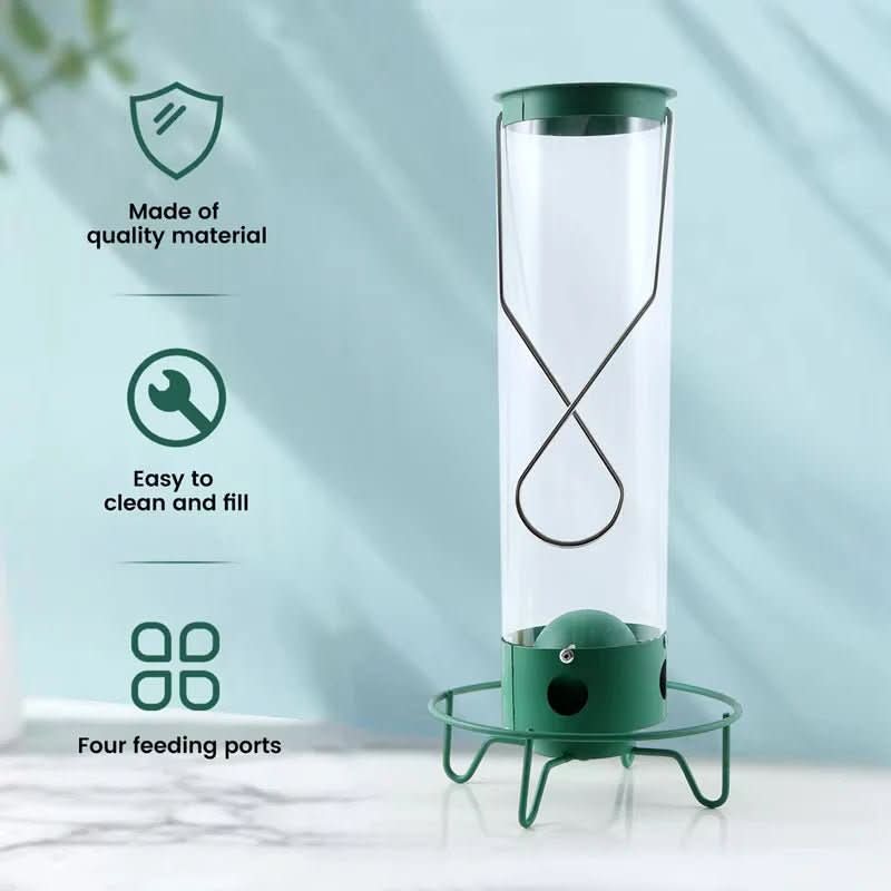 Comedouro para pássaros à prova de esquilos com poleiro rotativo - Fioriscas