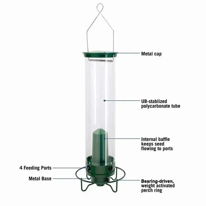Comedouro para pássaros à prova de esquilos com poleiro rotativo - Fioriscas