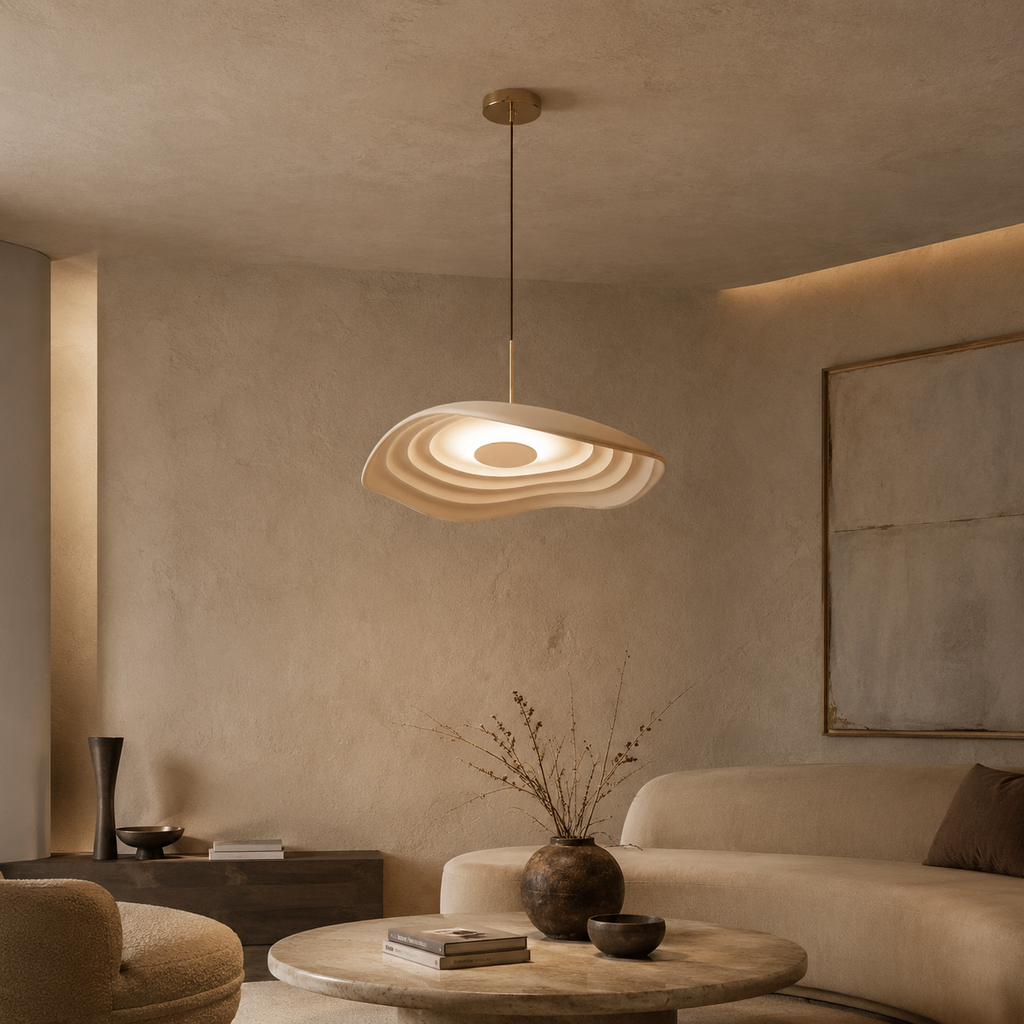 Lampada a Sospensione Luna Ripple con Bagliore Morbido e Caldo in Elegante Forma Ondulata