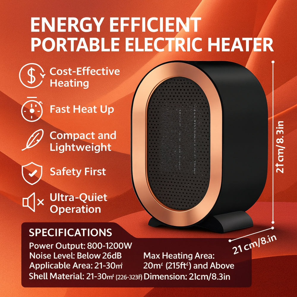 Energy Efficient Portable Ceramic Space Heater Home Office