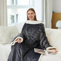 Wearable Heated Sherpa Fleece Blanket With Sleeves For Seniors