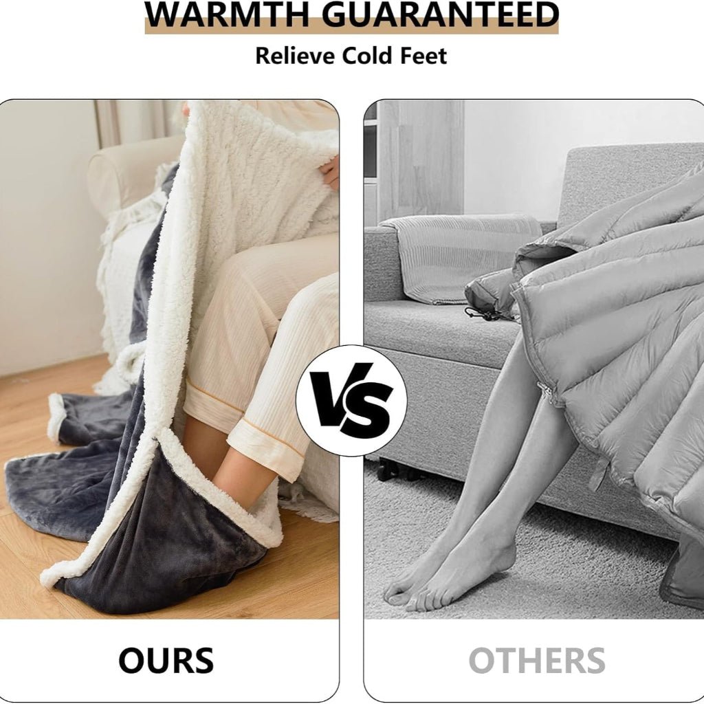 Wearable Heated Sherpa Fleece Blanket With Sleeves For Seniors