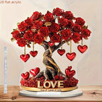 Elegant Heart-Shaped Crystal Rose Tree with Golden Base - Fioriscas