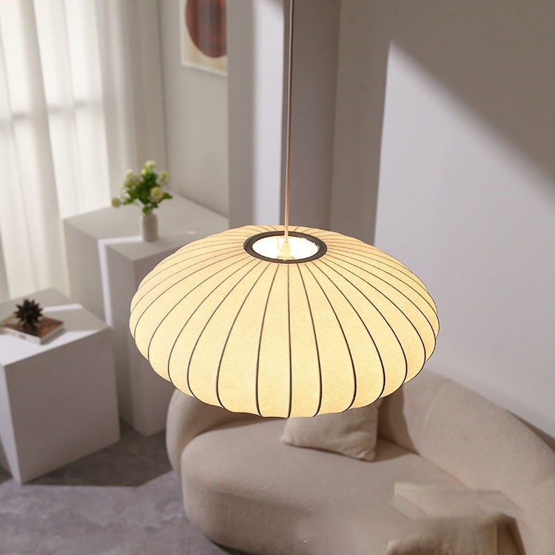Elegant silk pendant lamp with crystals 3