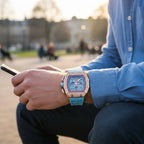 Elegante Herren Uhr Tonneau mit Strassverzierung – Hochwertige Armbanduhr für jeden Anlass 5