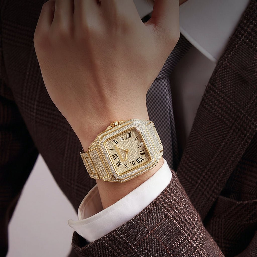 Elegante Strassuhr Damen - Quadratisches Design, Edelstahl, Hochwertige Materialien, Vielseitig für Jeden Anlass 2