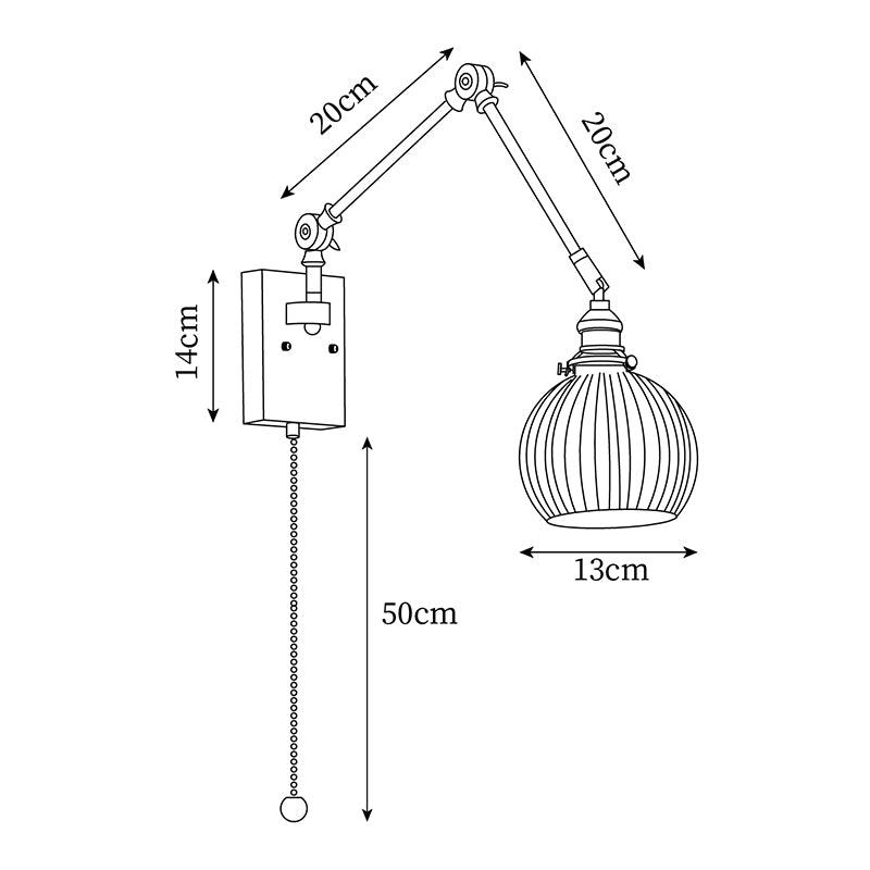 Lampada da parete vintage Brione con braccio oscillante regolabile | Fioriscas