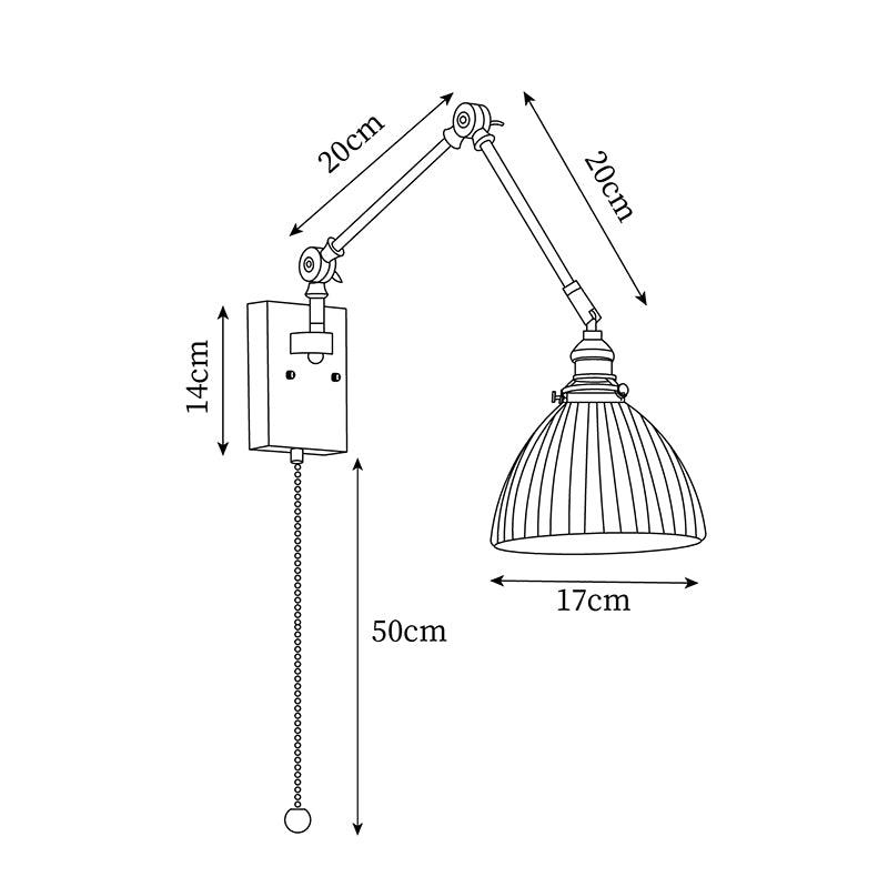 Lampada da parete vintage Brione con braccio oscillante regolabile | Fioriscas