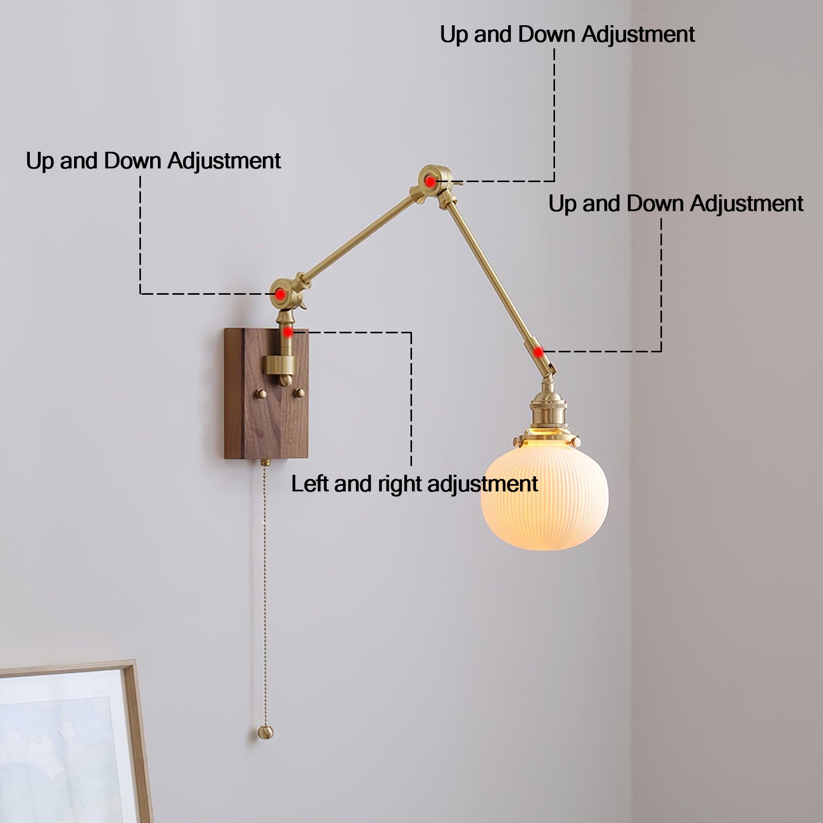 Lampada da parete vintage Brione con braccio oscillante regolabile | Fioriscas