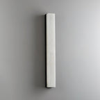 Wandleuchte mit Alabaster-Schirm, vertikale Messing-Wandleuchte Lyra