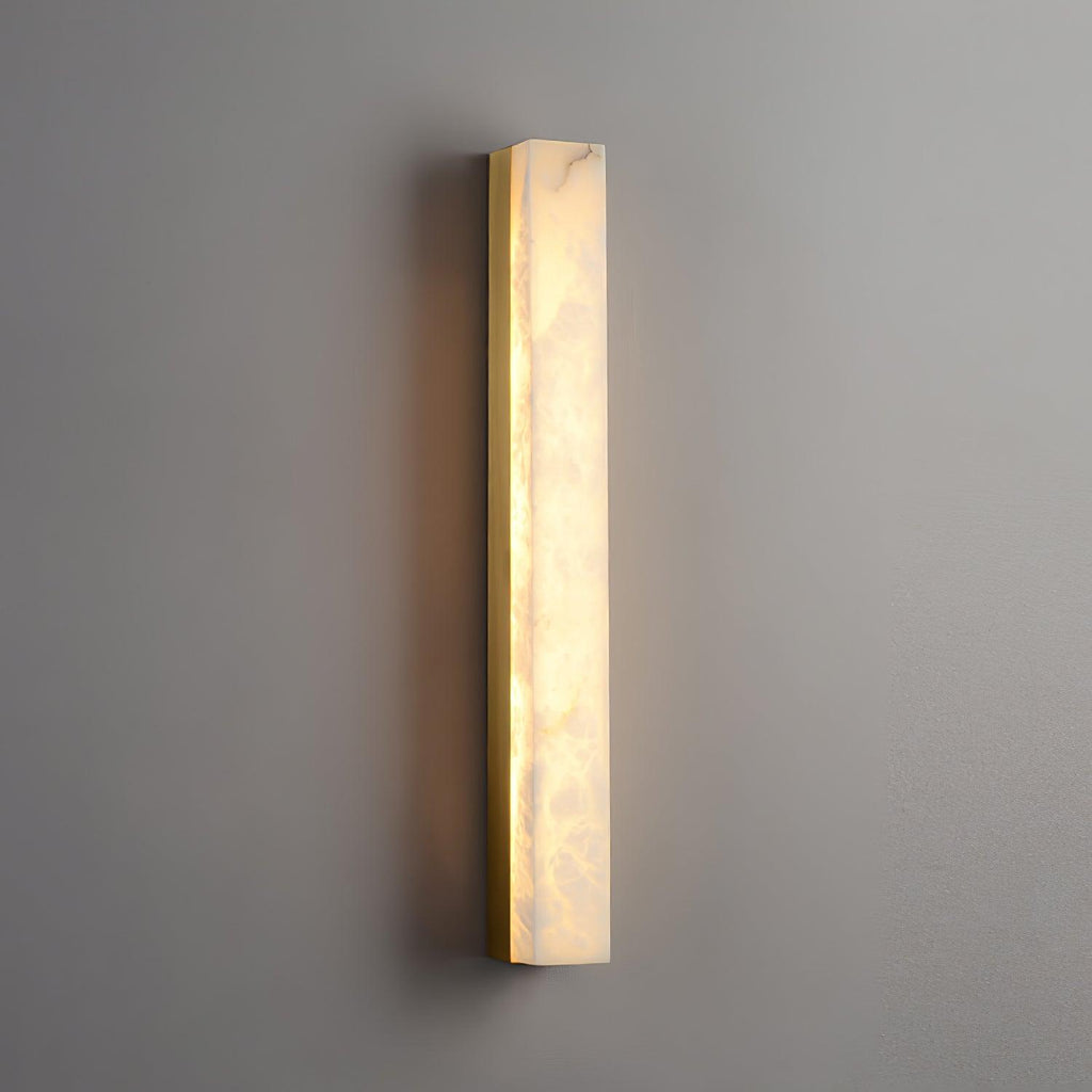 Wandleuchte mit Alabaster-Schirm, vertikale Messing-Wandleuchte Lyra