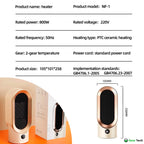 ThermaLite compacte keramische ruimteverwarmer, stille werking, 800 W, digitale thermostaat