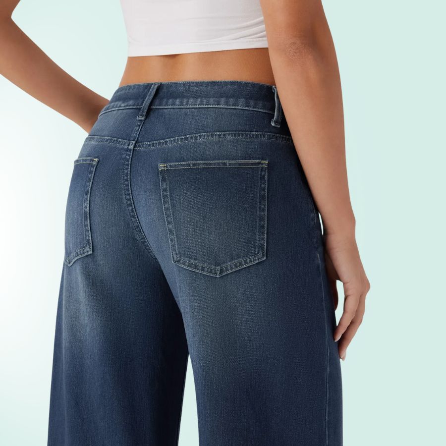 Blugi elastici asimetrici cu talie joasă FlexFit Secret pentru femei | Fioriscas