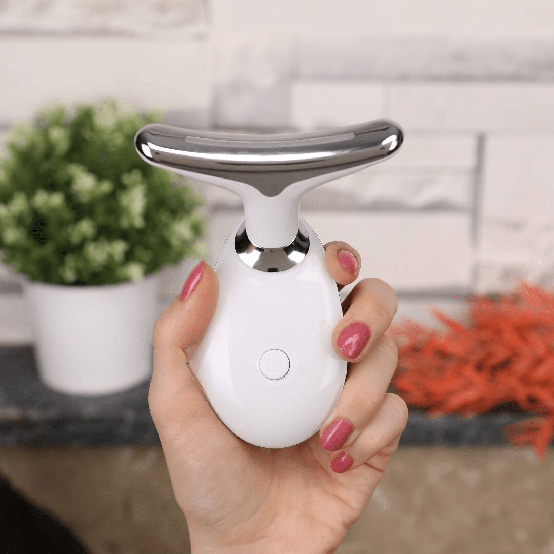 Massaggiatore viso 3 in 1 con fototerapia, vibrazione e funzione termica - Fioriscas