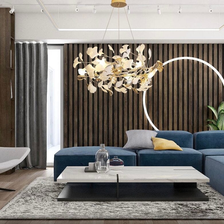 Ceramic Petal Chandelier, LumaPetal Design With Dimmable LED Glow