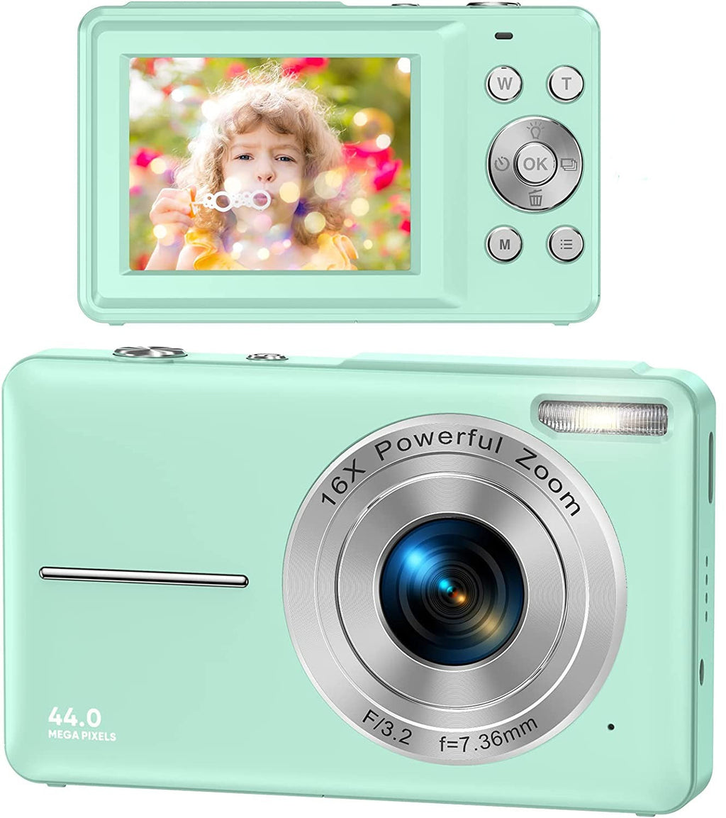 Videocamera ricaricabile per vlog con zoom 16x, foto da 44 MP e video 1080P