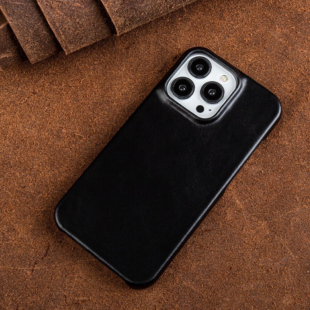 Premium Genuine Leather MagSafe iPhone Case with Oil-Wax Coating - Fioriscas