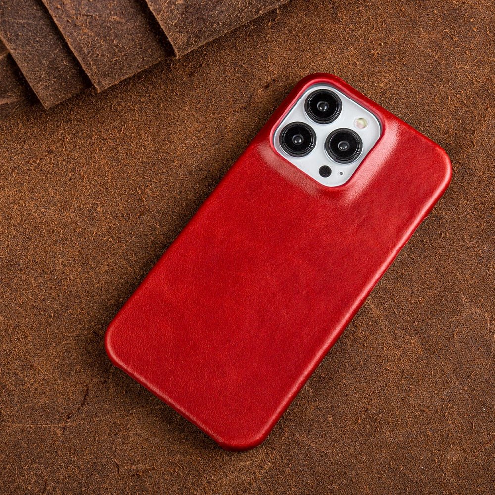 Premium Genuine Leather MagSafe iPhone Case with Oil-Wax Coating - Fioriscas