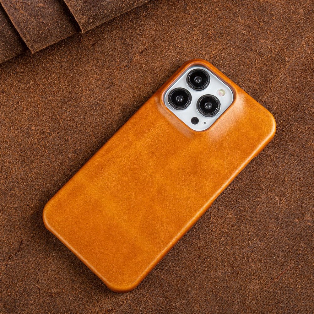 Premium Genuine Leather MagSafe iPhone Case with Oil-Wax Coating - Fioriscas