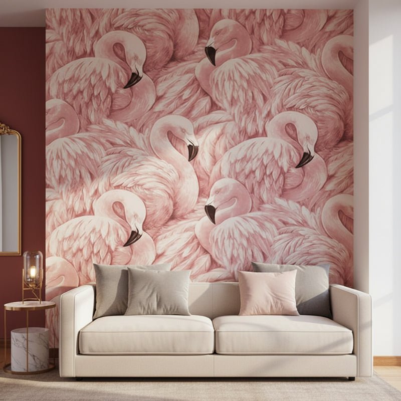 Flamingo Roze Behang voor Slaapkamerwanden, 10 m x 52 cm - Fioriscas