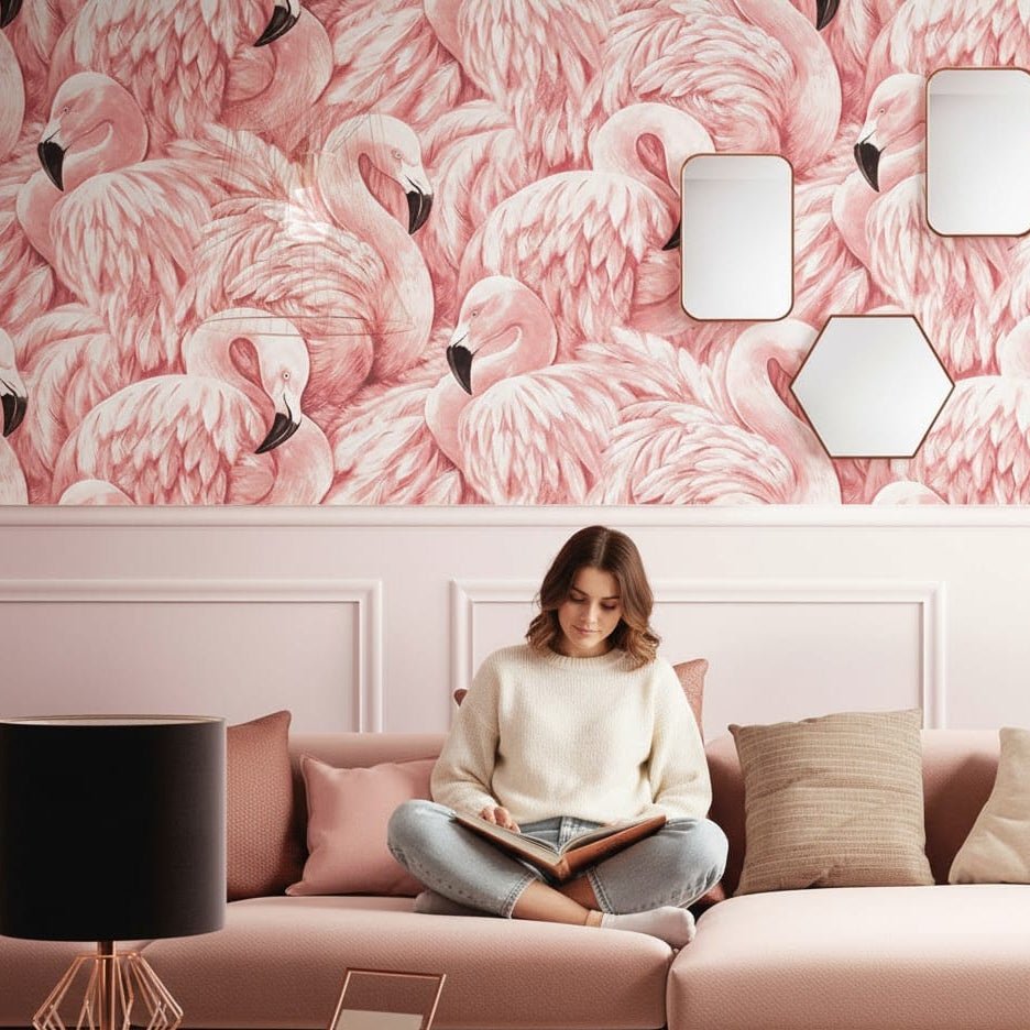 Flamingo Roze Behang voor Slaapkamerwanden, 10 m x 52 cm - Fioriscas