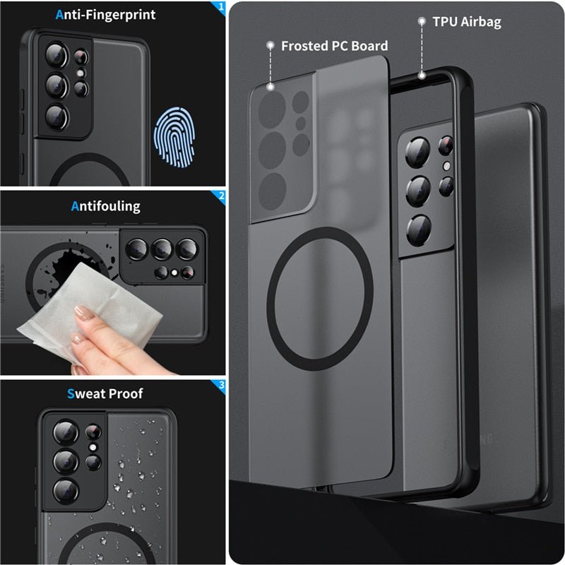 Kestävä magneettinen suojakotelo Samsung-älypuhelimille - Fioriscas