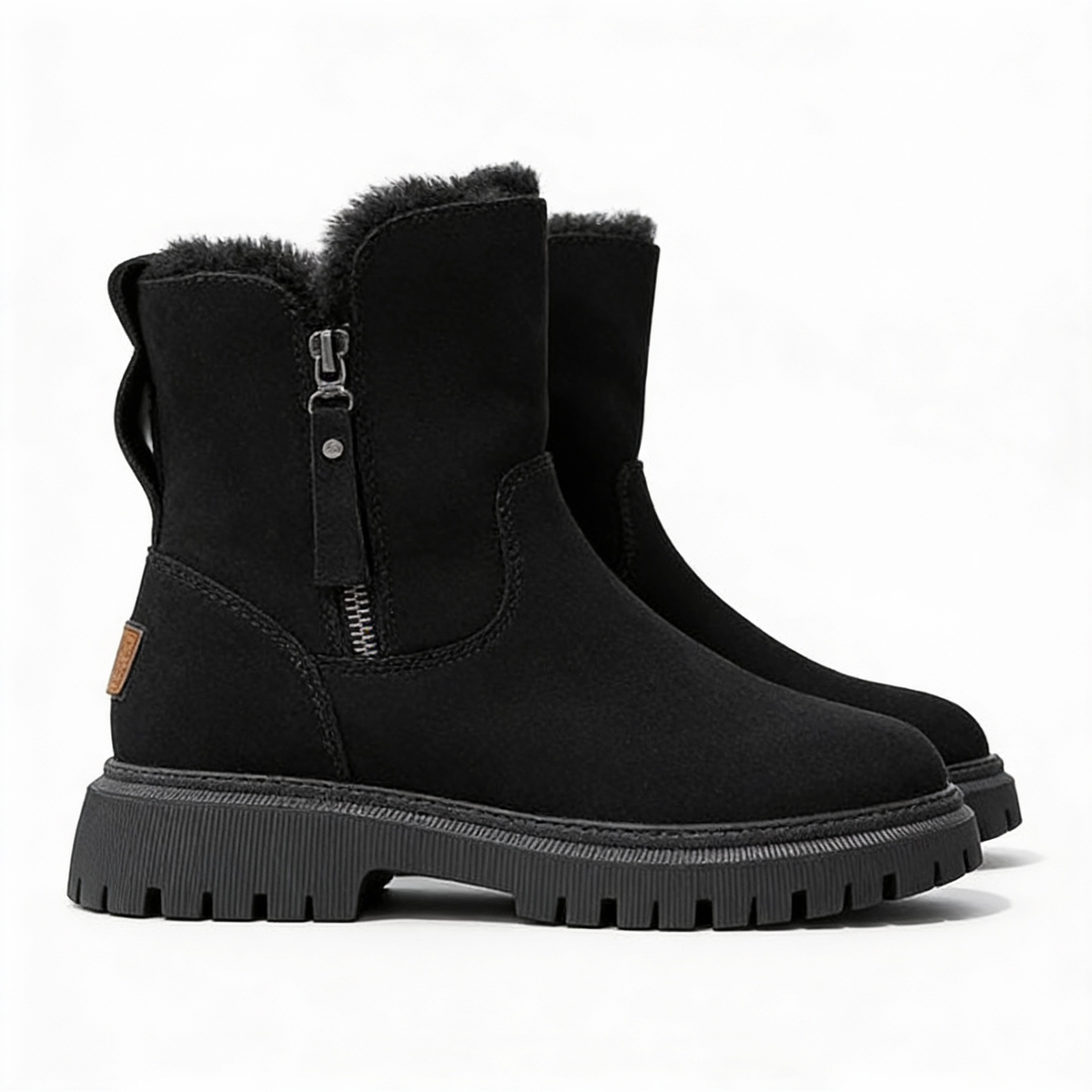 Warm Ladies Winter Boots – Mid-Calf Boots with Fur Lining and Non-Slip Sole