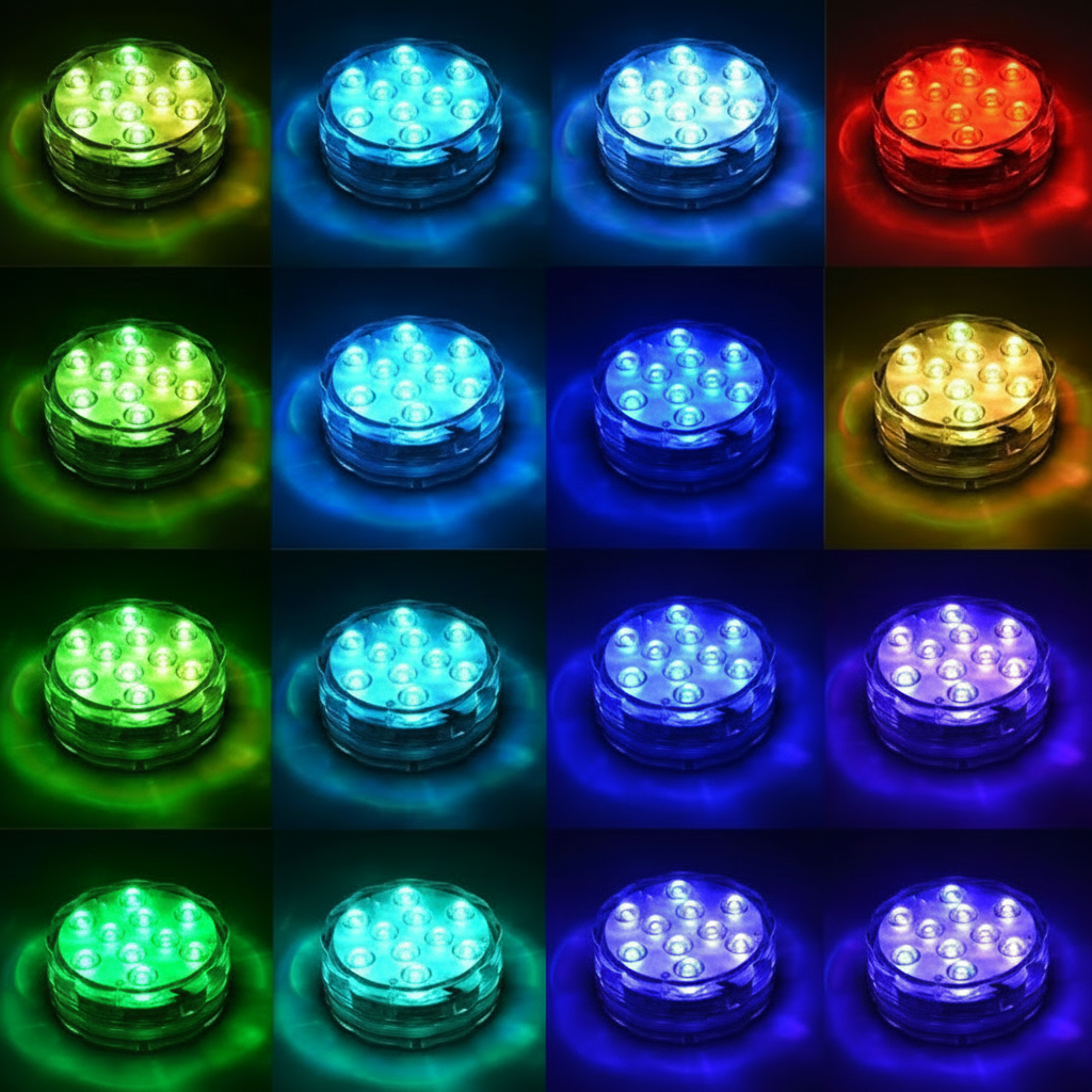 Vodotěsné ponorné LED světlo do bazénu s dálkovým ovládáním, RGB