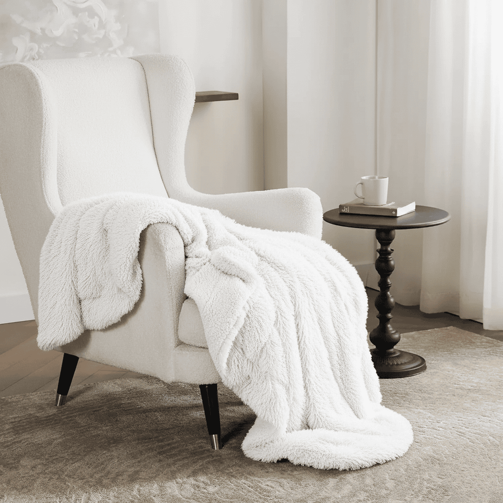 Soft artificial fur blanket with velvet-like warmth - Fioriscas